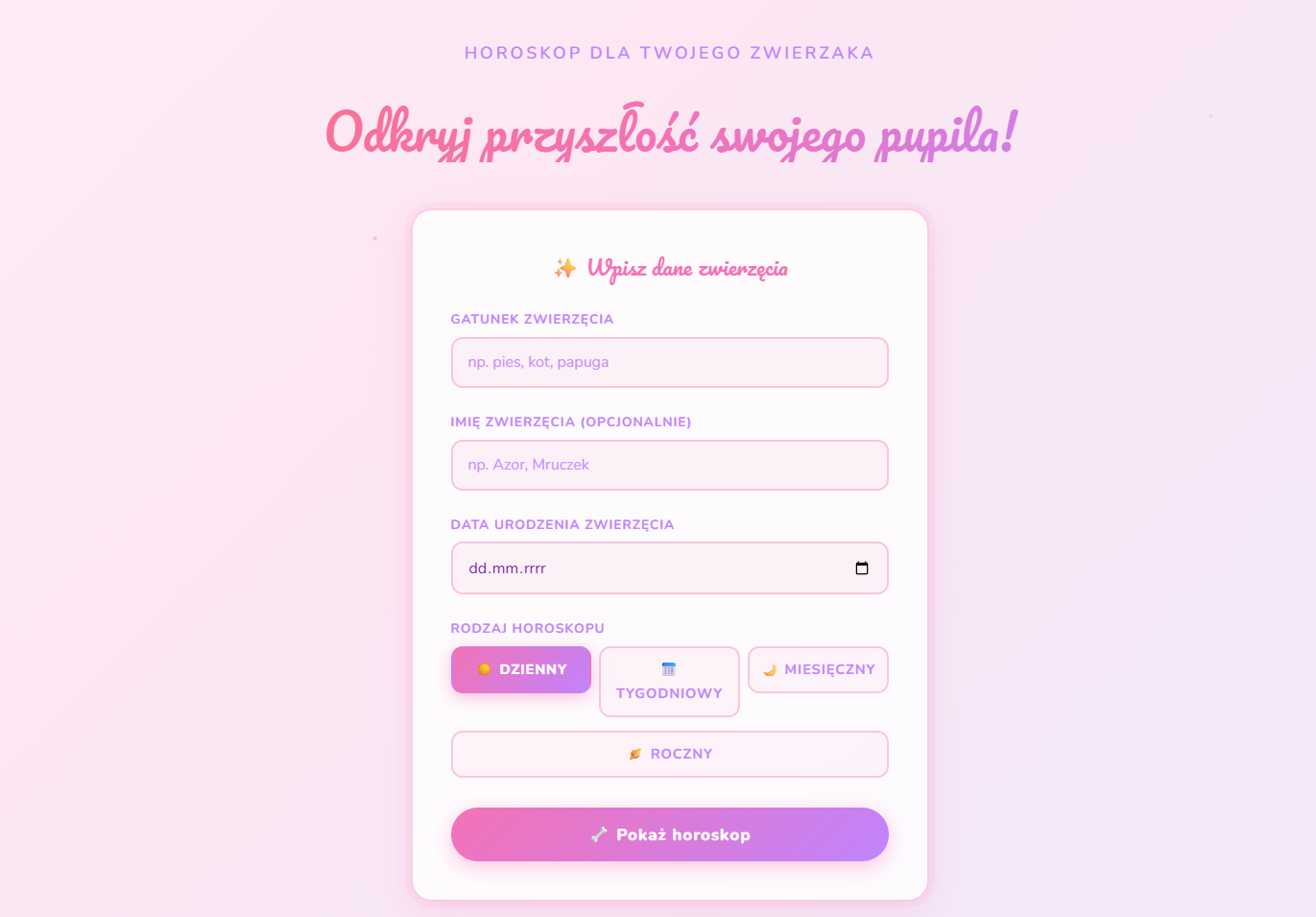 Bajkowy Horoskop Zwierzaka - horoskop dla twojego pupila