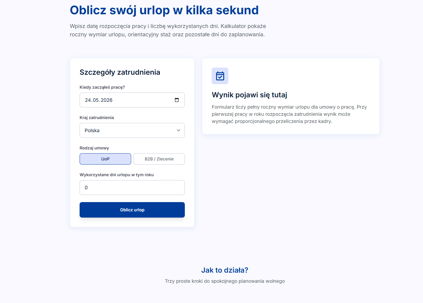 Kalkulator Urlopowy